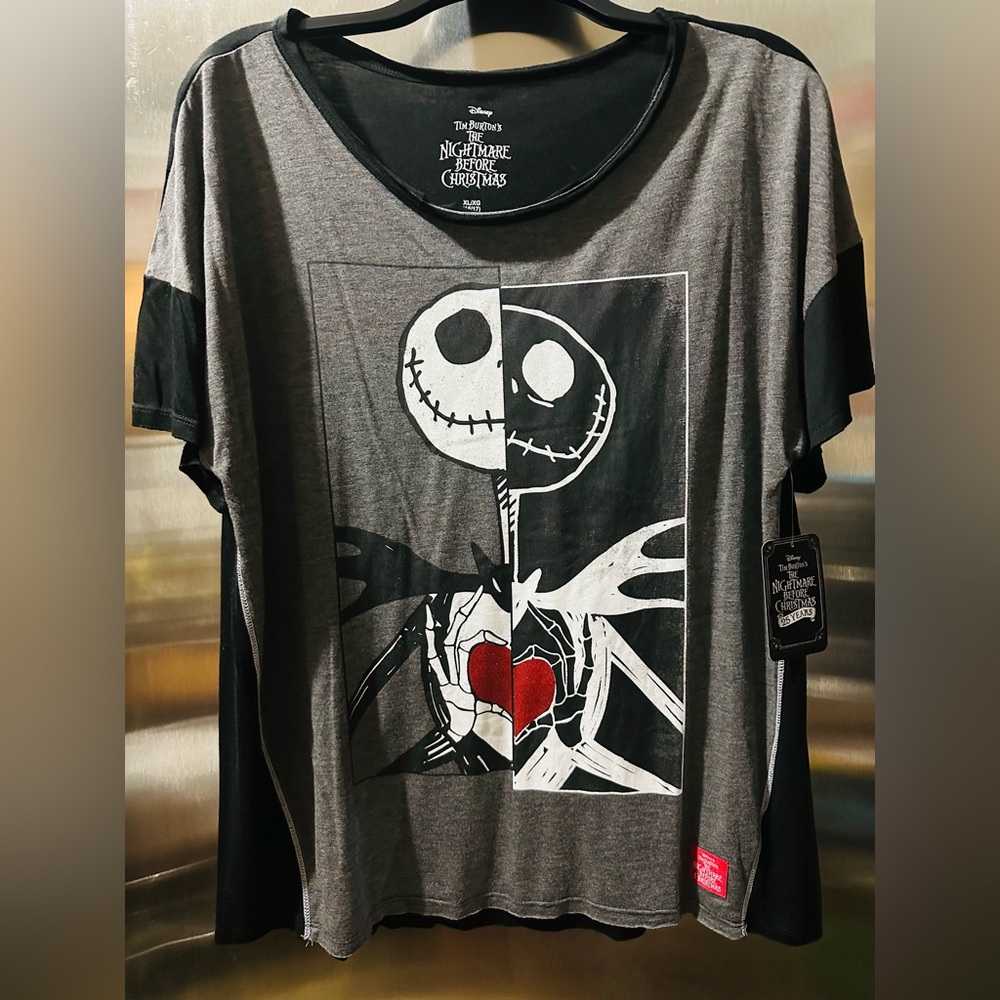 Disney Gray and Black Jack Skellington Tee NWT